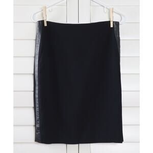 SANDRO $280 Solid Black Lined Genuine Lamb Leather Trim Pencil Skirt Size 1 US 4